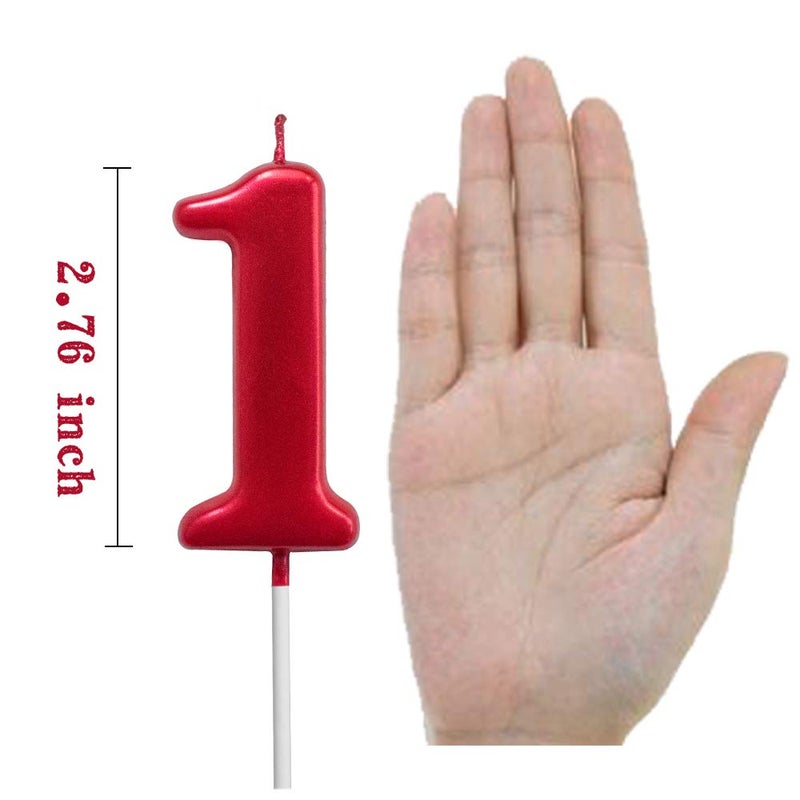 XNOVA Red Birthday, 1 Candle 1st One Year Cake Bady Roman Numberal Cool Number Candle No 10 11 12 13 14 15 16 17 18 19 - Image 2